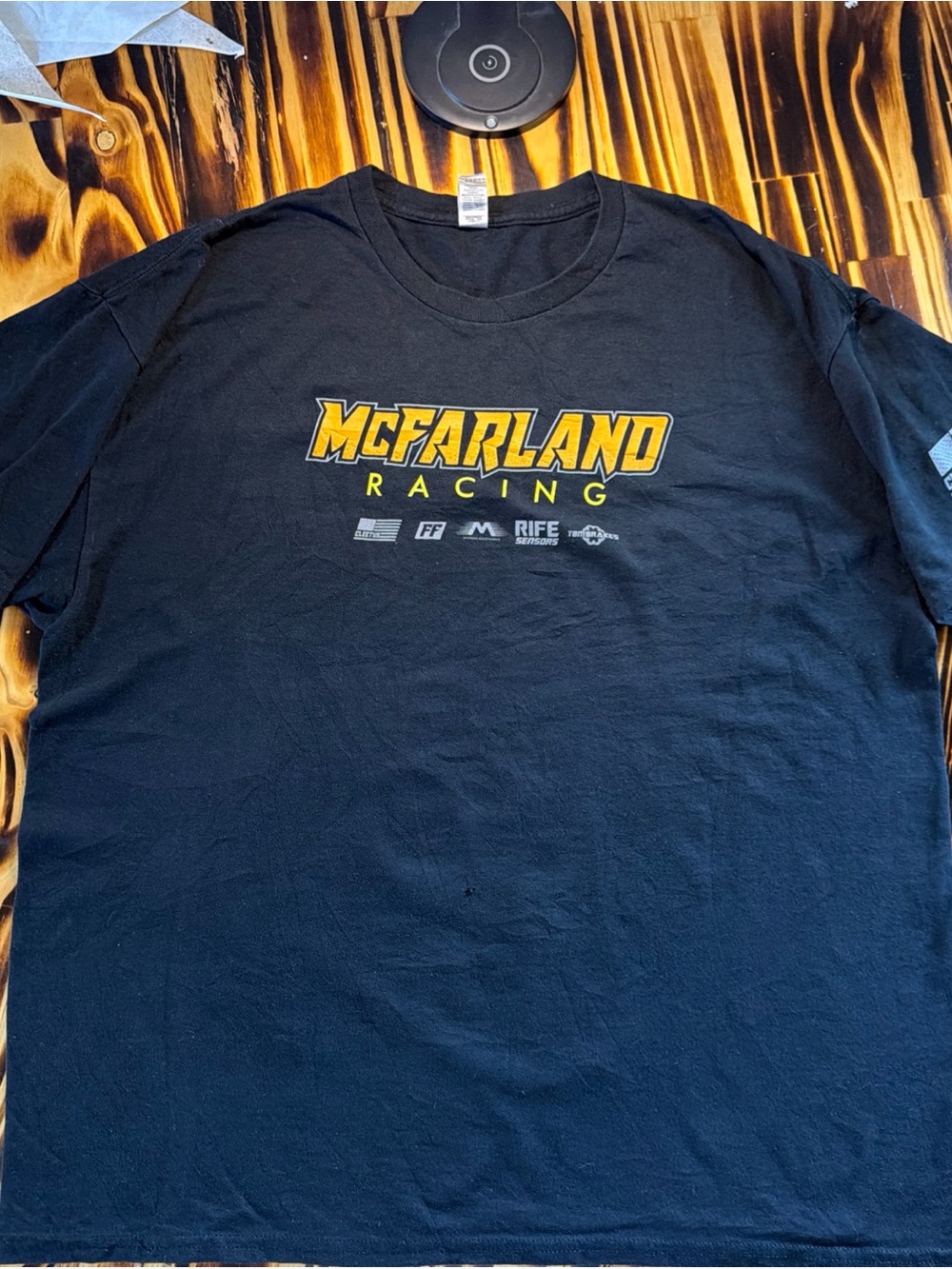 Gildan Black McFarland Racing Short-Sleeve Tee with Yellow Logo
